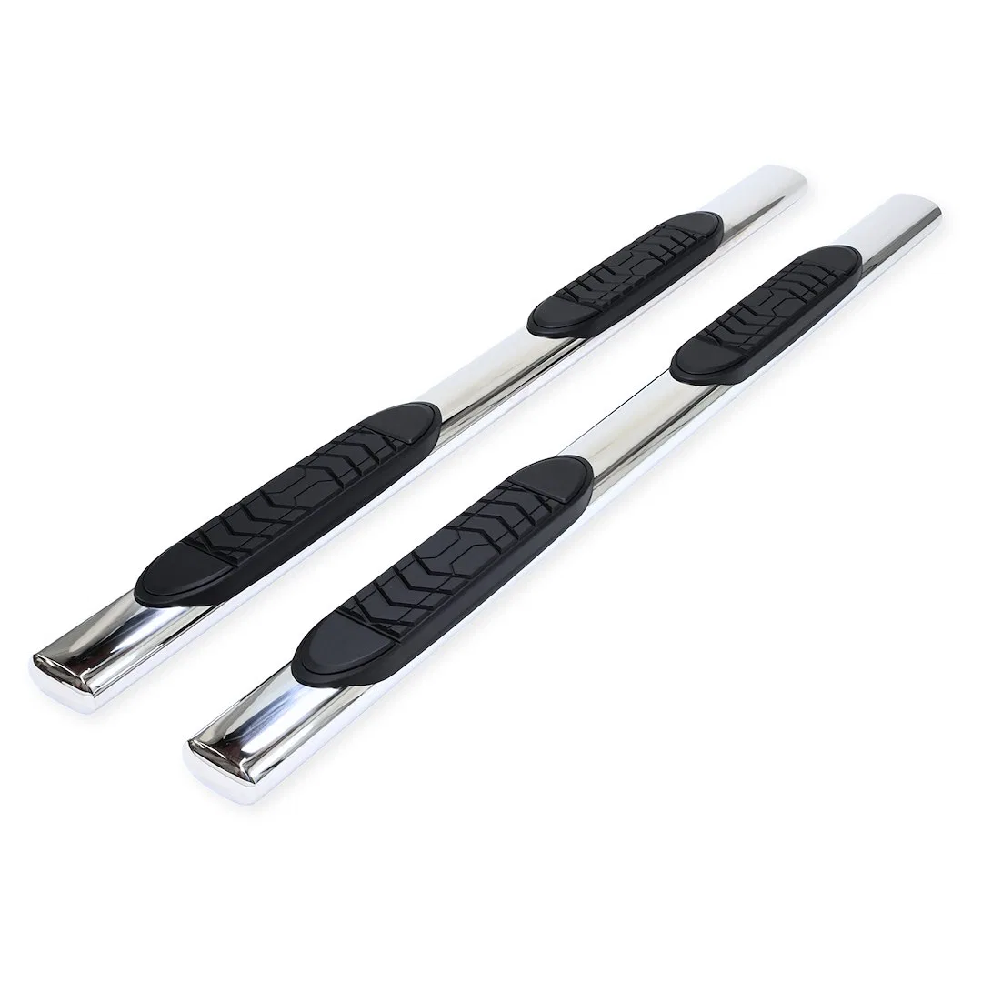 A7012S – TRAILFX Nerf Bar, With Step Pads 5 Inch Oval Straight Polished Stainless Steel With Welded End Caps Rocker P...